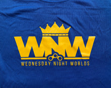 Load image into Gallery viewer, Wednesday Night Worlds Tech Shirt Royal Blue
